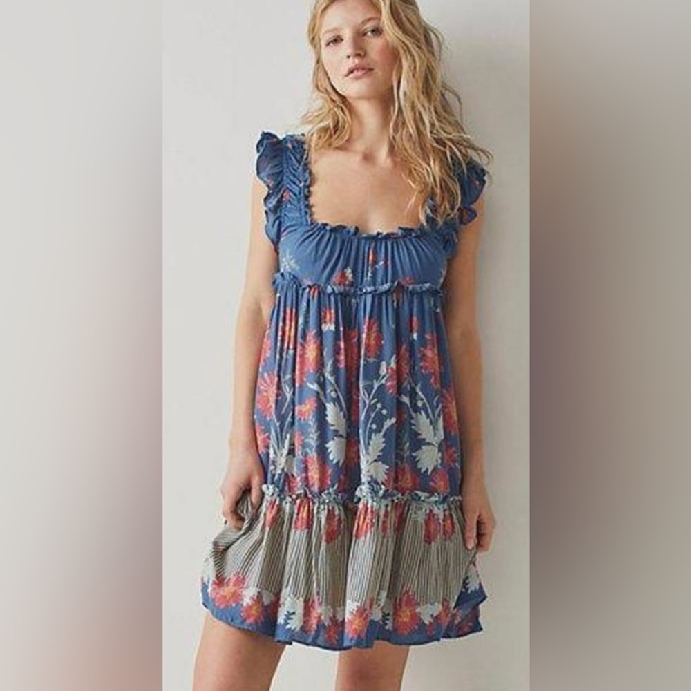Free People Bali Wild Daisy Slip Dress in Steller Combo Size Medium NWT
